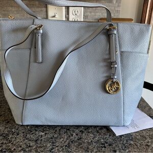 Michael Kors Light Gray Tote with Gold Details